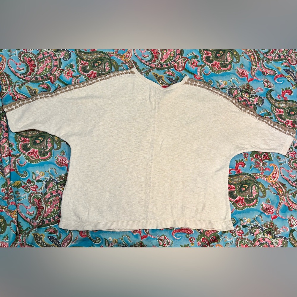 JJILL cotton PLUS SIZE dolman sleeve CROCHET long sleeve TOP cotton size 2x - Picture 2 of 8